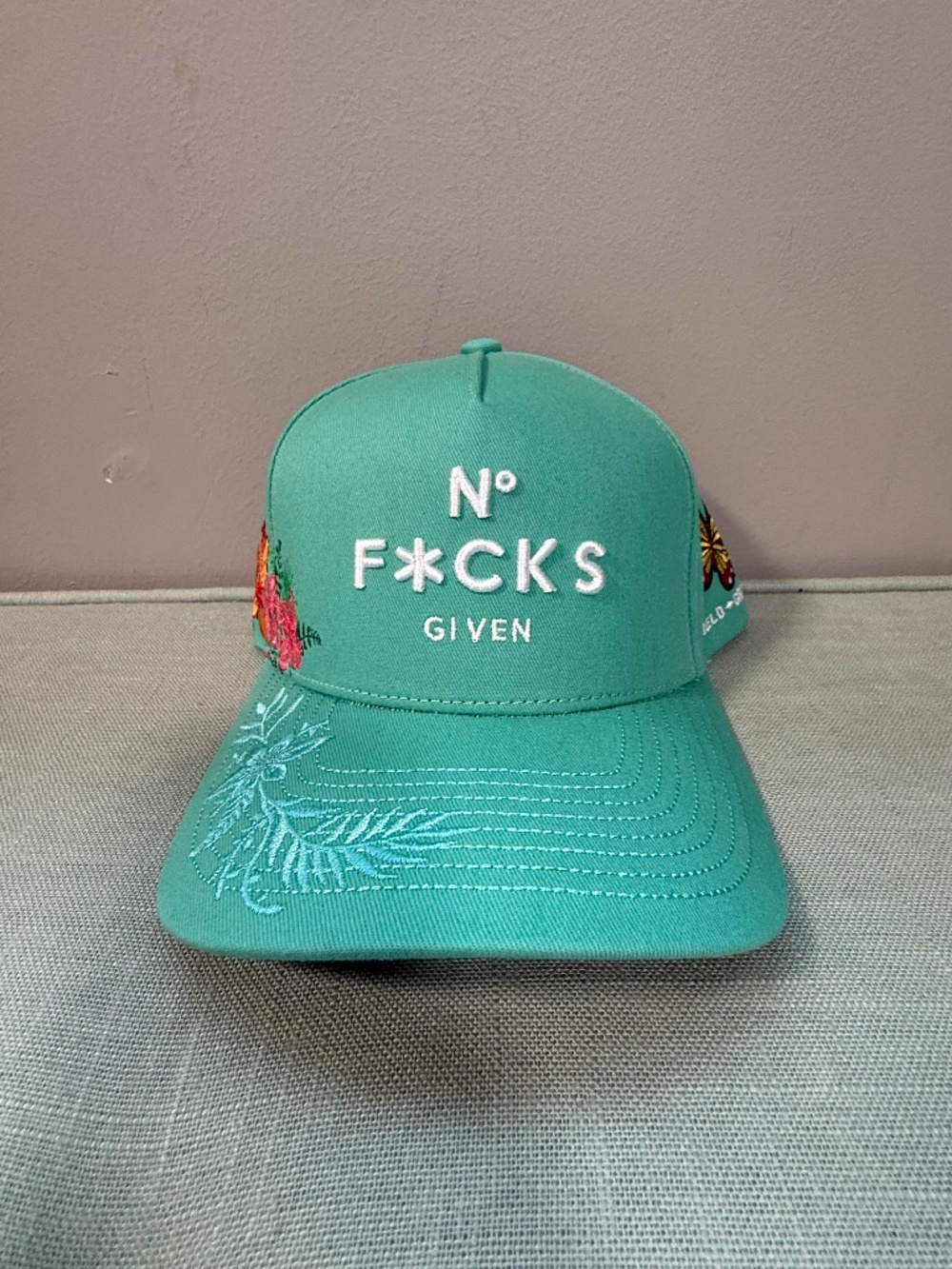Field Grade No F*cks Given floral embroidered snapback